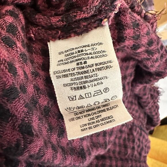 Free People Come On Over Shirt Size SMALL Plaid Oversized Button Up - Picture 8 of 8